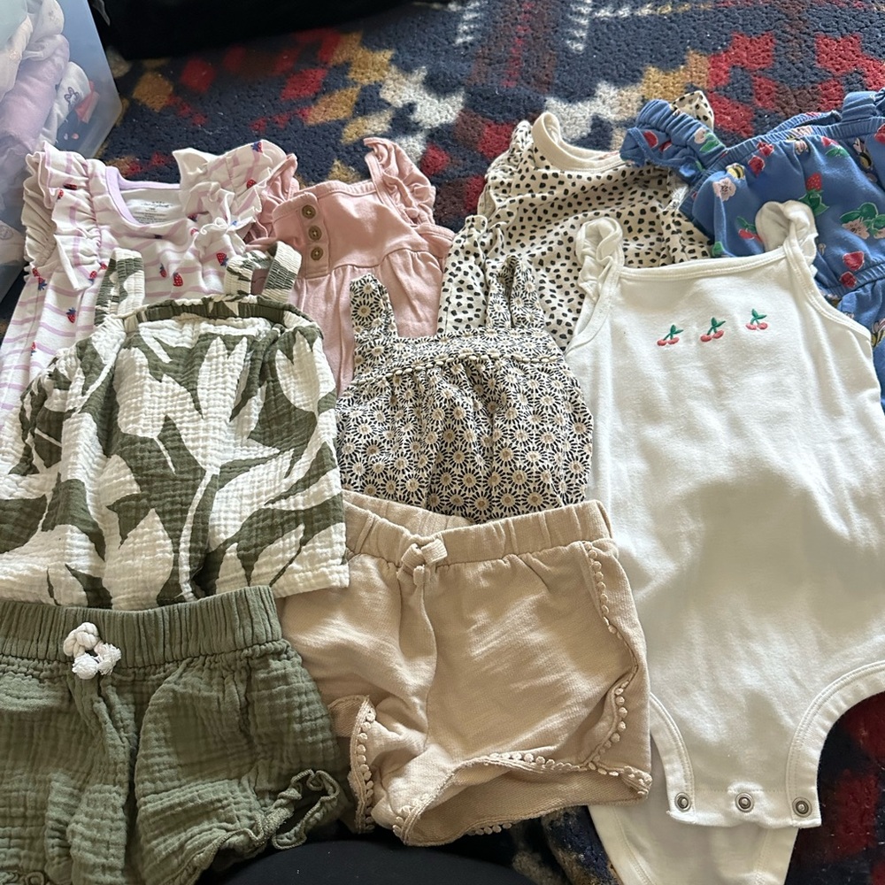 Cat & Jack Pink Striped Baby Onesie with Strawberries